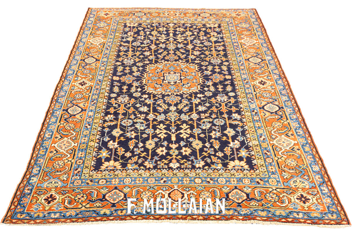 Antique Heriz Rug Deep Blue Field Color n°:703702